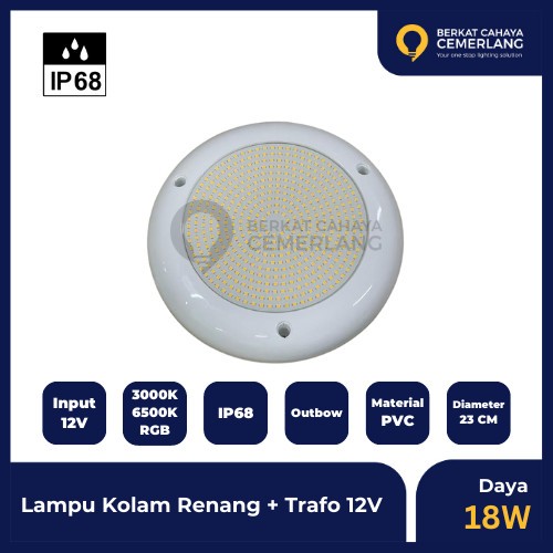 Lampu Kolam Renang 18W Led + Trafo 12 Volt