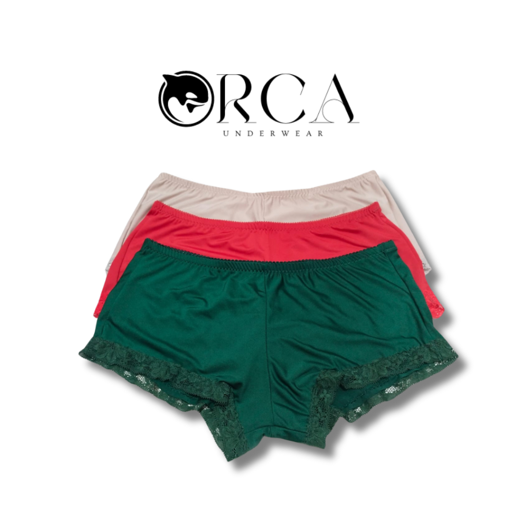 Orca Celana Dalam Wanita Mid Waist dengan Renda Paha Model Boyshort (3-6pcs)