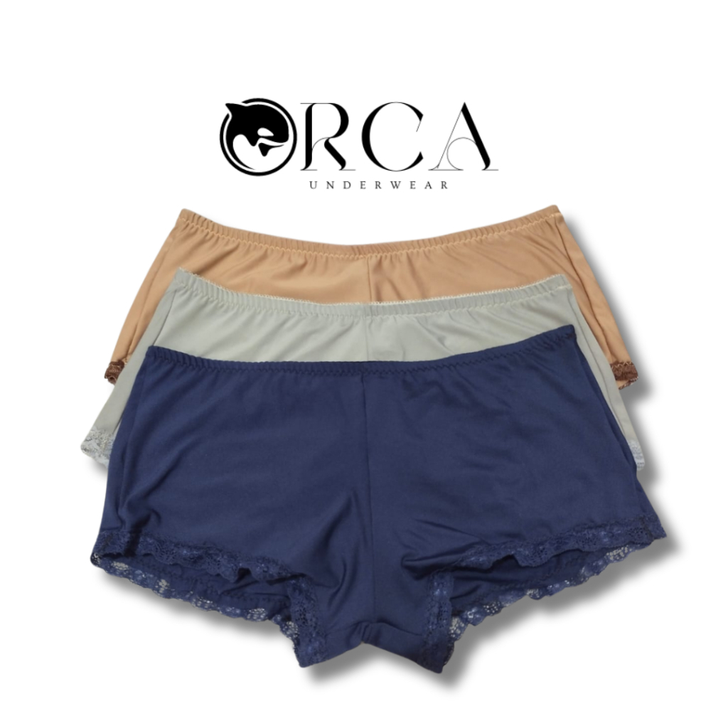 Orca Celana Dalam Wanita Mid Waist dengan Renda Paha Model Boyshort (3-6pcs)