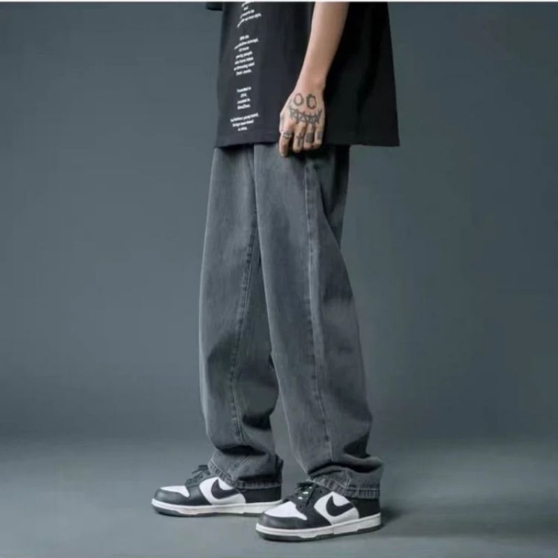 celana jeans pria baggy pants korean style-loose pants jeans-celana jeans pria oversize-baggy pants 