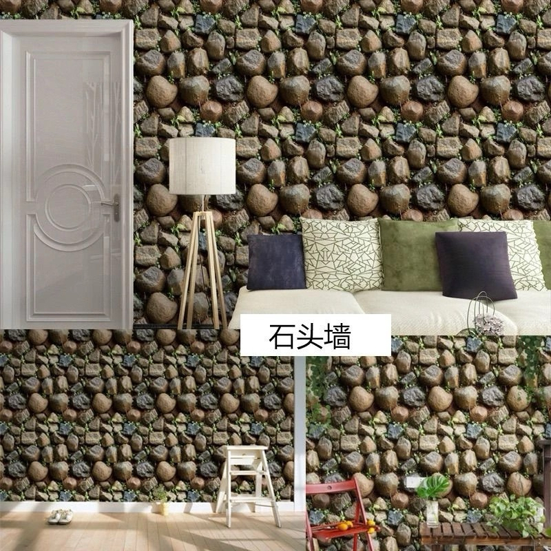 wallpaper dinding batu kali besar 3D