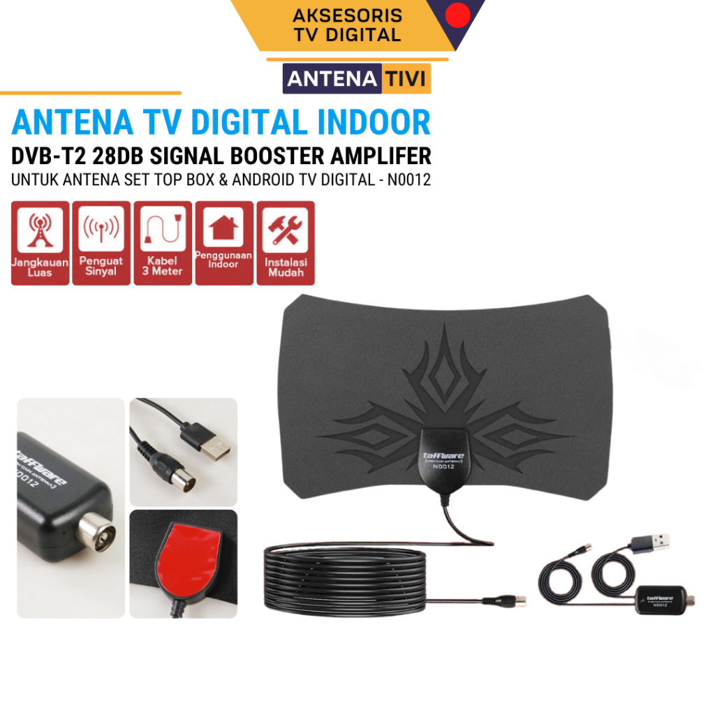 ANTENA STB TV DIGITAL ANDROID INDOOR DVB-T2 BOOSTER SET TOP BOX TV DIGITAL 28dBi