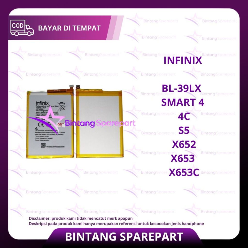 BATERAI INFINIX BL-39LX / SMART 4 / 4C / S5 / X652 / X653 / X653C