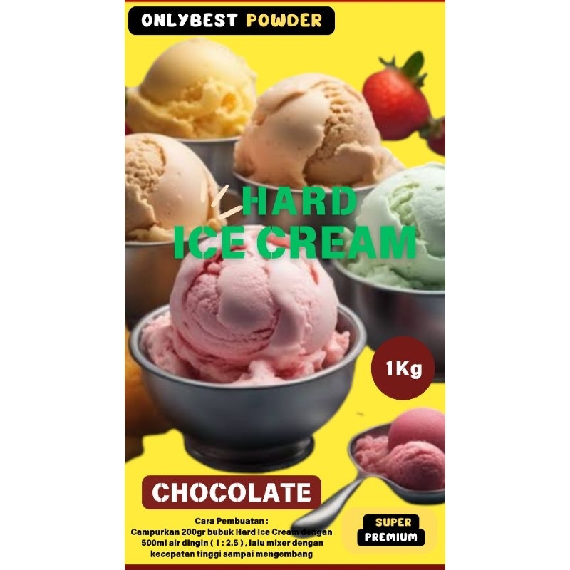 

Bubuk Hard Ice Cream COKLAT 1kg 10 Ltr Ice Cream MURAH / Bubuk Ice Cream COKLAT 1kg Super Premium Onlybest Powder / Bahan Ice Cream COKLAT 1kg Super Premium / Bubuk Ice Cream / Ice Cream Powder / Bubuk Es Cream / Bubuk Es Krim /Tepung Es Krim