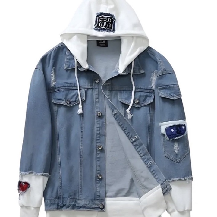 DIJAMIN ORI JAKET JEANS PRIA KOREAN STYLE JAKET JEANS COWOK KOMBINASI