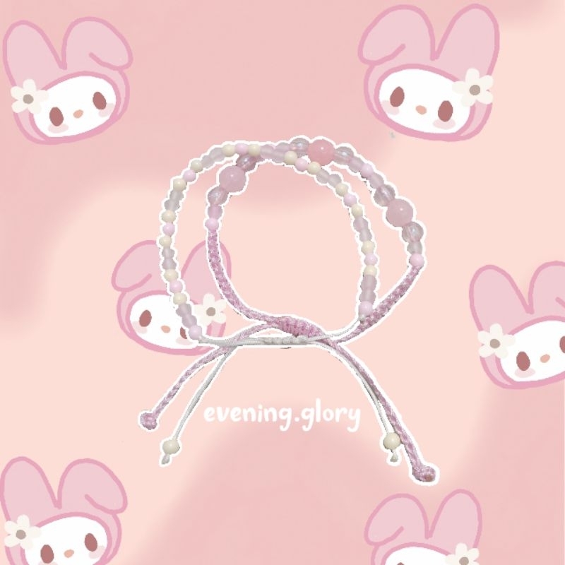 "My Melody" bracelet adjustable, my melody character bracelet, beads bracelet, gelang manik pastel, 