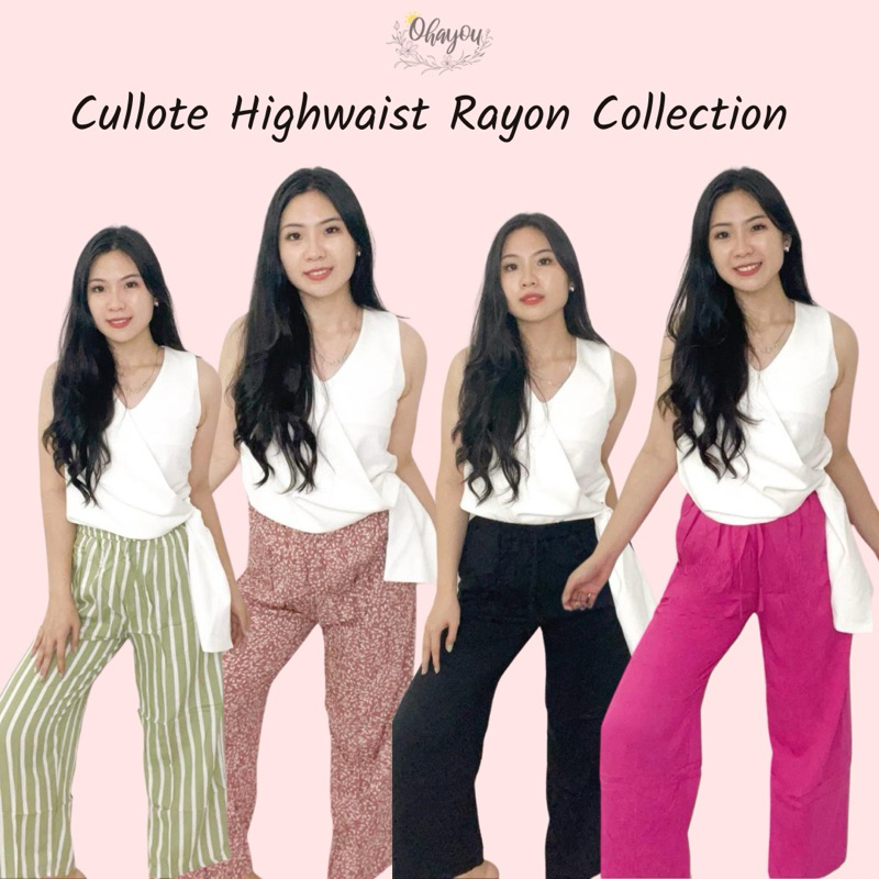 Ohayou Celana Kulot Wanita Rayon Cullote Highwaist Kantor Premium / Basic Loose Cullote