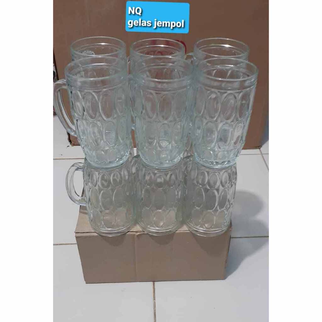1 Lusin /6pcs Gelas Beling Jempol /Gelas Kaca Gagang,Gelas Teh