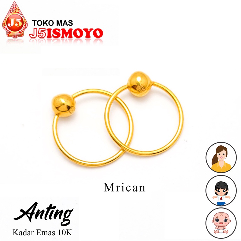 Murah Lebay Anting Emas Mrican Polos Bisa buat bayi anak J5 Ismoyo