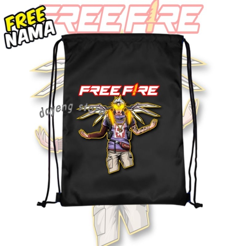 (BISA COD) TAS SERUT ANAK KARAKTER FF VERSI FREE FIRE SAYAP KUNING MAN FREE NAMA