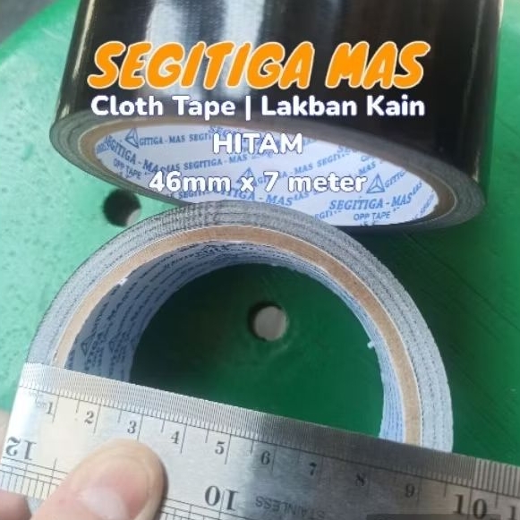 1 pcs | Lakban KAIN HITAM 2 Inch x 7 mtr| Meteran JAMIN FULL | CLOTH TAPE SEGITIGA MAS setara Daimar