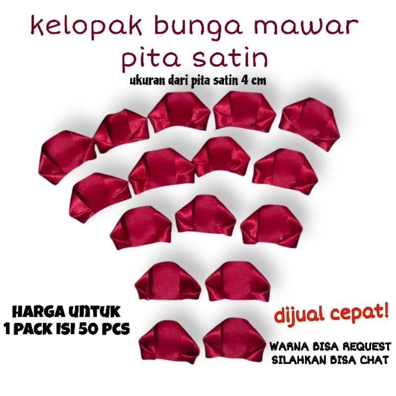 

Kelopak bunga mawar satin/pita satin 1.5 inch ( 4cm)