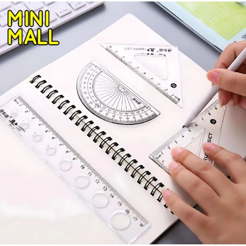 

Penggaris Set 4pcs Ruler Set A129 Penggaris Segitiga Busur 4 Pcs