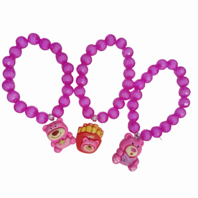 1 Buah Gelang Mote Karakter Aksesoris Gelang Tangan Mote Pink Karakter Random