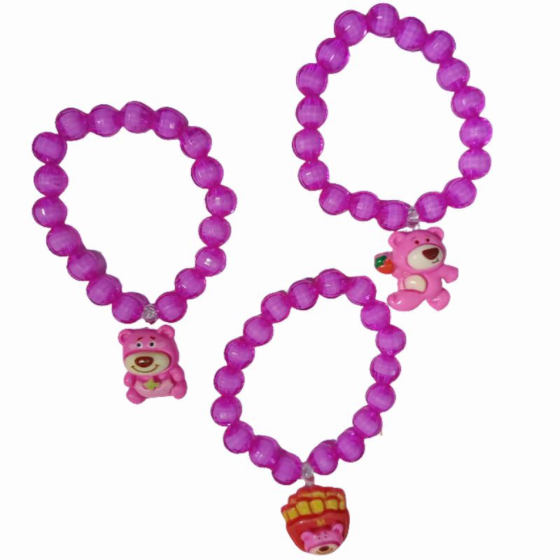 1 Buah Gelang Mote Aksesoris Gelang Tangan Mote Pink Karakter