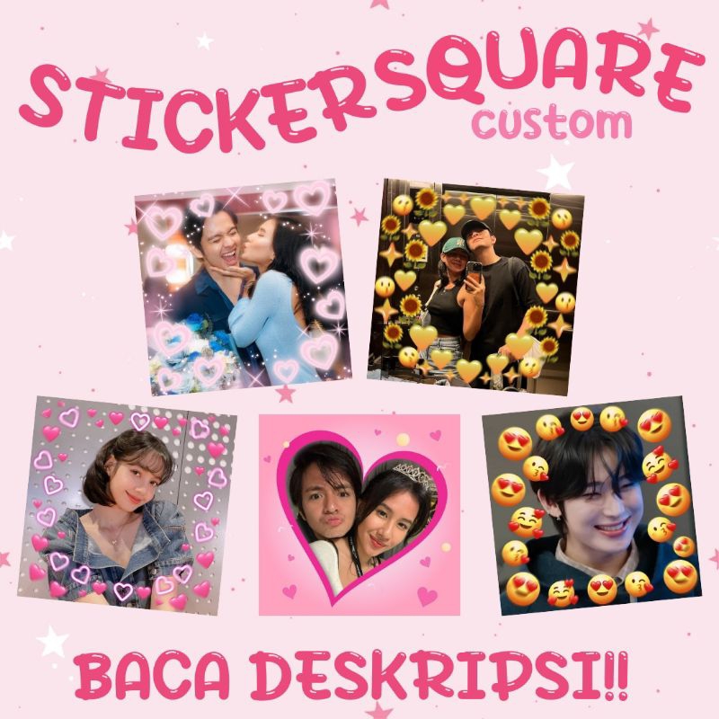 

STICKER SQUARE CUSTOM || CETAK STICKER HADIAH KADO PASANGAN MUNGIL TEMPLATE LUCU FREEBIES KPOP