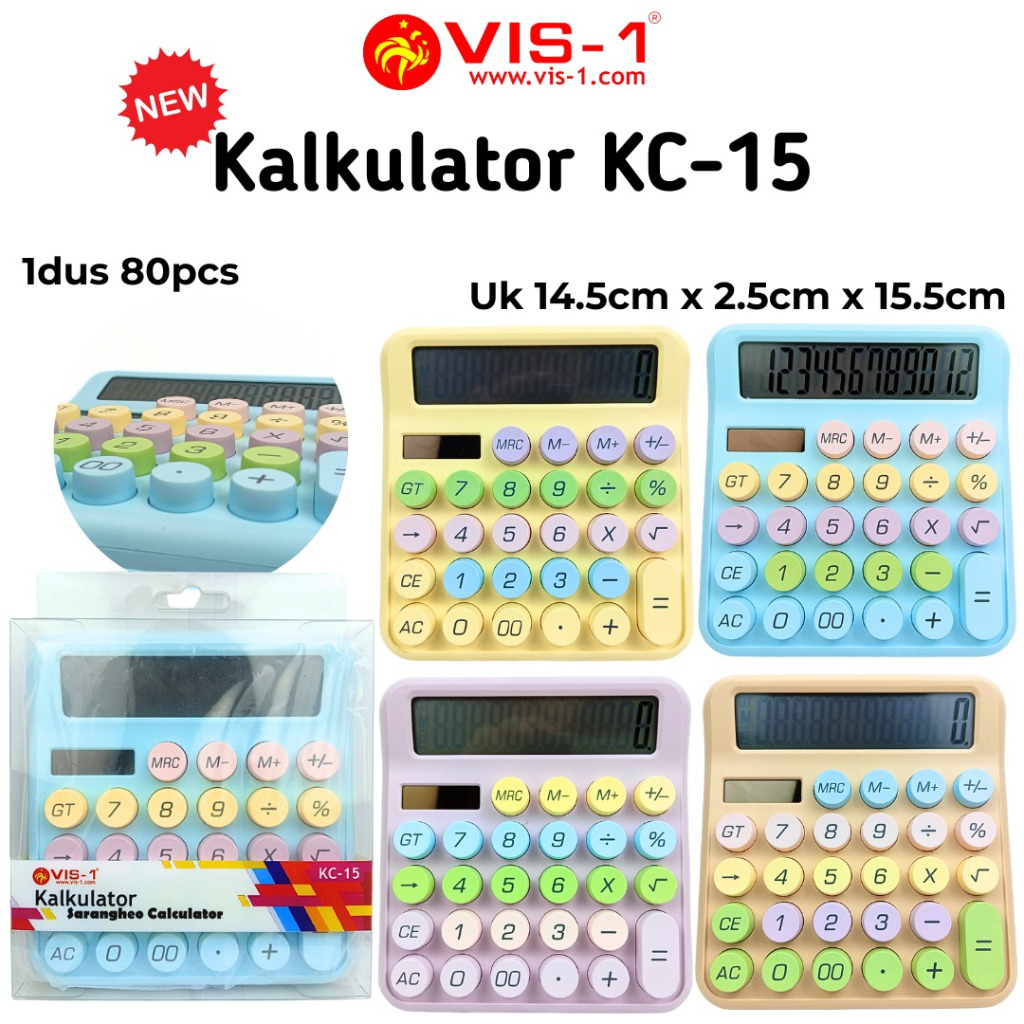 

[1 Pcs] Calculator 12 Digit VIS-1 KC-15 / Kalkulator 12 Digit VIS-1 KC-15