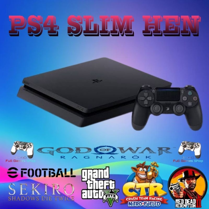 PS 4 ps4 slim hen hdd 500 gb 1tb full game bisa reques game f.w 9.00