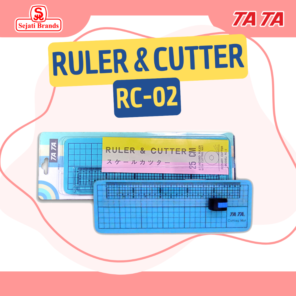 TA TA Pemotong Kertas TATA RC-2/ Portable Paper Cutter dengan Alas Potong/ Ruler & Cutter 25cm RC-2 