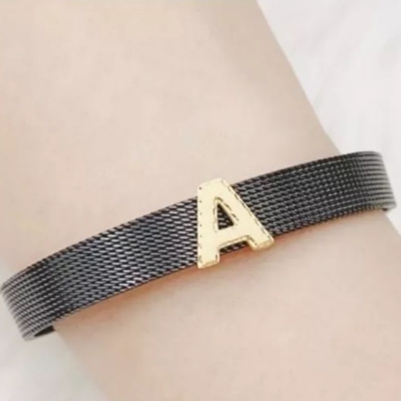 Gelang Gesper Liontin Inisial Huruf A Koleksi Josean Elegant Emas Asli
