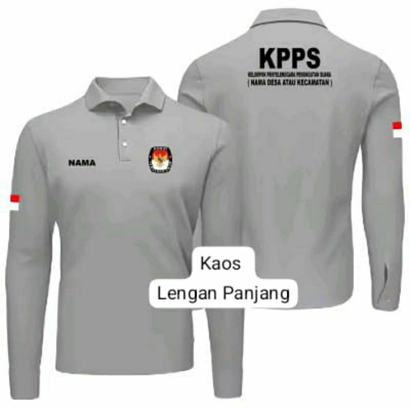 KAOS BERKERAH LENGAN PANJANG KPPS FREE NAMA DI BAJU // KAOS KPPS BISA COD