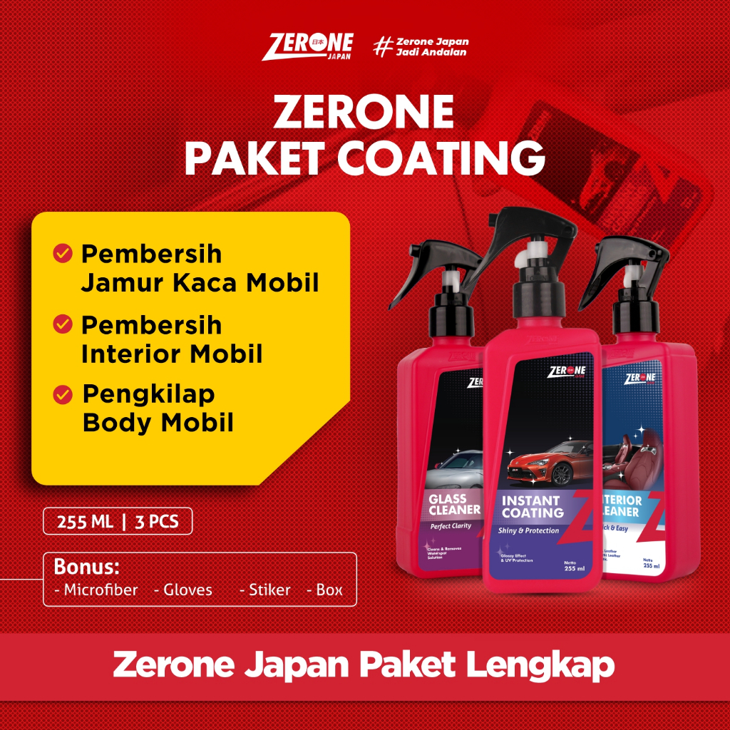 Zerone Japan Paket Lengkap Paket Coating Pengkilap Body Mobil Nano Ceramic