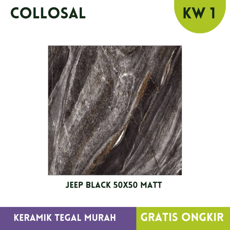 Keramik Kasar Teras 50x50 Hitam Jeep Black -Hanya kirim Tegal sekitarnya
