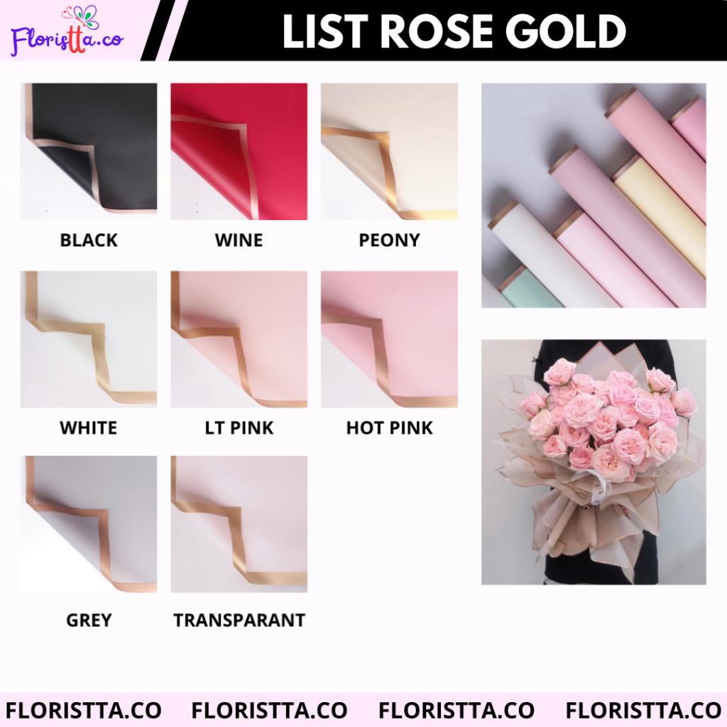 

(lembaran) Cellophane frame line Rose Gold Flower Wrapping
