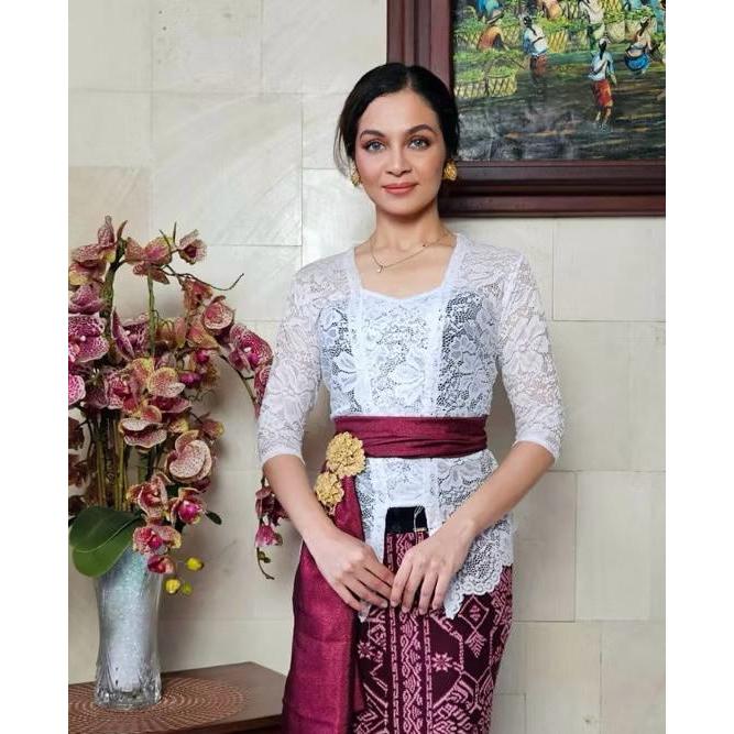 TERLARIS! Kebaya Modern Brukat Bali Melar Lengan Pendek Siku 3/4 7/8 Tangan Panjang Atasan Kebaya