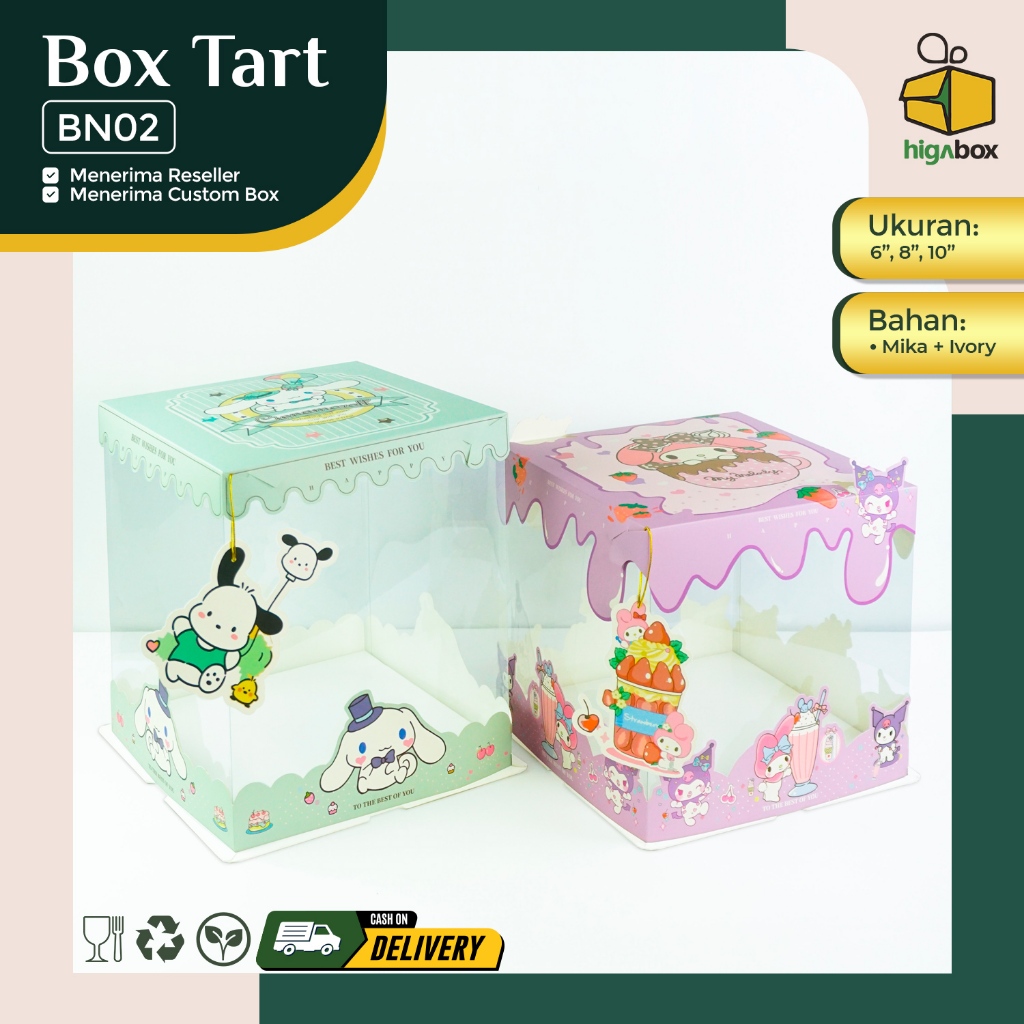 

Box Kue Ulang Tahun Tinggi / Cake Box Mika Dus Kue Kotak Kue Transparant / Box Cake Transparan Karakter Kuromi Sanrio | BN02