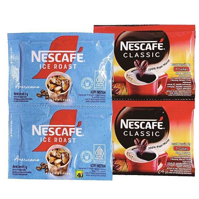 

Nescafe Ice Roast Americano 2gr (isi 10) / Nescafe Classic Sachet 2gr (isi 10)