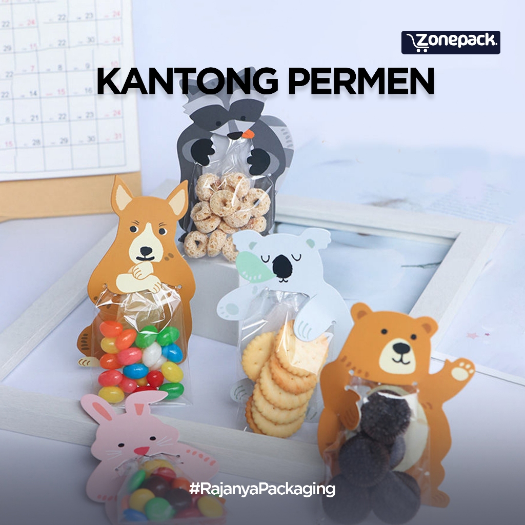 

Kantong Permen | Kantong Plastik Kue Dan Permen | CandyBag Cookies Bag Karakter Animal | Packaging Hampers Motif Binatang