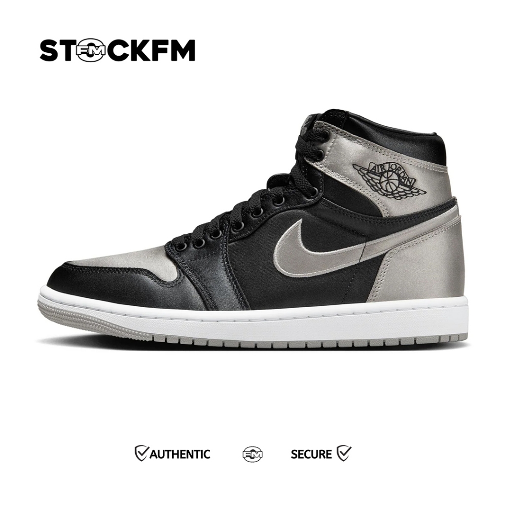 Nike Air Jordan 1 High OG Satin Shadow Black Medium Grey White (Wmns) Original