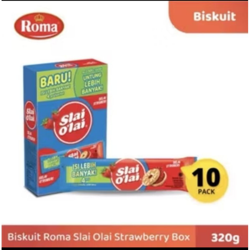 

SLAI OLAI 32 GRAM (1 BOX ISI 10 SACHET) / SLAI OLAI SELAI BLUEBERRY STROBERI / BISKUAT SUSU ROMA