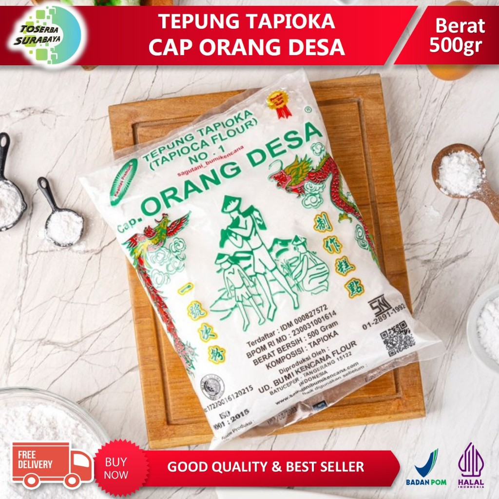 

Tepung Tapioka Sagu Tani Cap Orang Desa / Tepung Kanji BUMI KENCANA 500gr