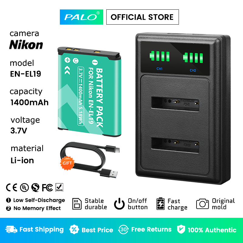PALO EN-EL19 EN EL19 ENEL19 Kamera Battery & Charger untuk Nikon Coolpix W100 W150 S100 S2500 S2600 