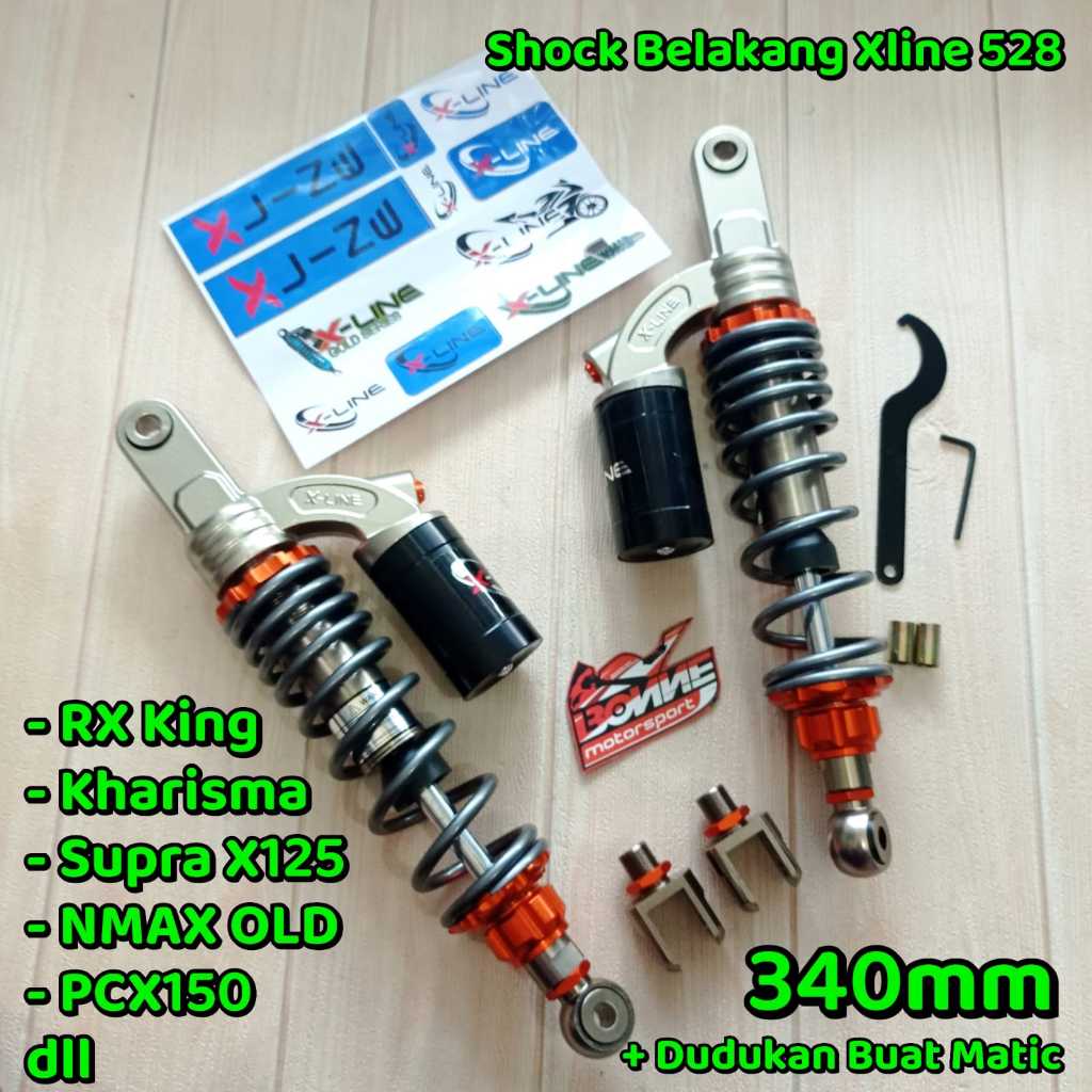 Shock Shockbreaker Belakang Tabung Atas XLINE 528 UK 340mm RXKing, SUPRA X125, KHARISMA, NMAX OLD, P