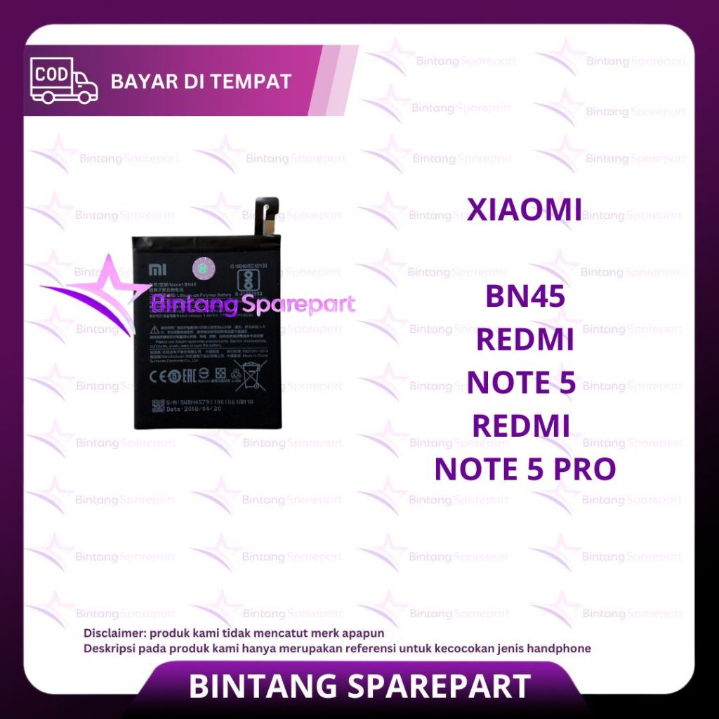 BATERAI XIAOMI BN45 / REDMI NOTE 5 / REDMI NOTE 5 PRO