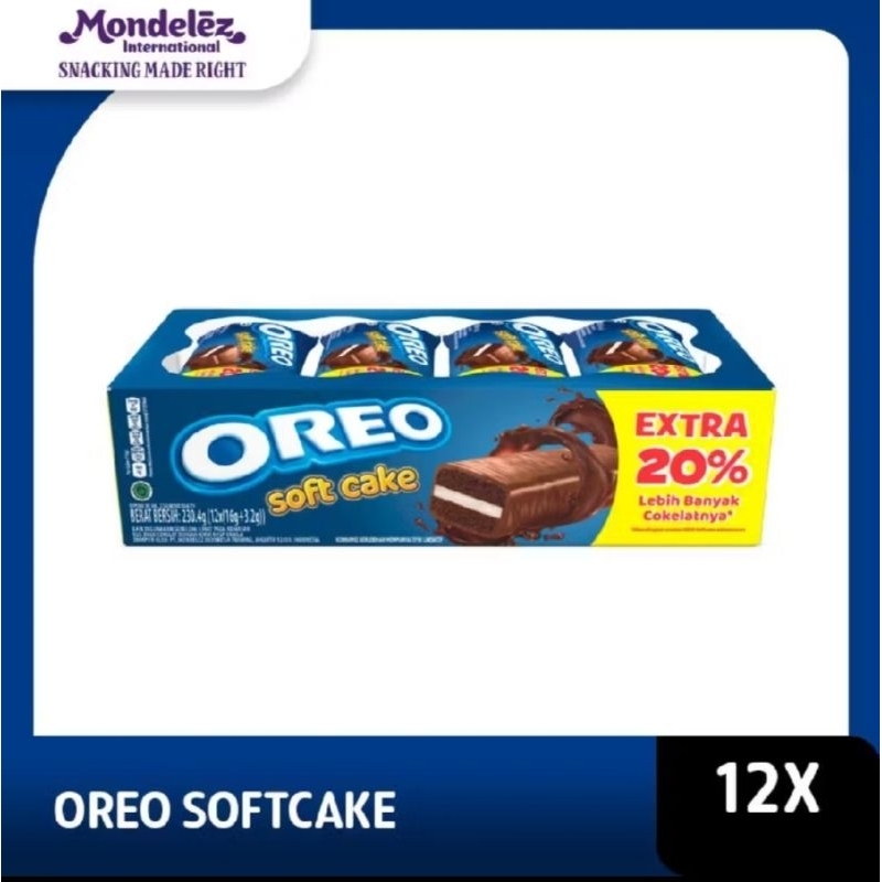 

Oreo soft cake, bolu bertekstur lembut higeinis dan lezat, 12×16g Perbox coklat lumer