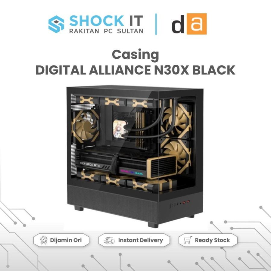 Casing PC Digital Alliance N30X M-ATX ITX Middle Tower Case Komputer Gaming Kaca Tempered Glass Meta