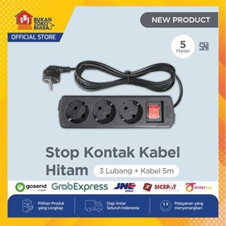 DUTRON Stop Kontak Switch Hitam Sambungan Kabel - 3 Lubang + 5 M