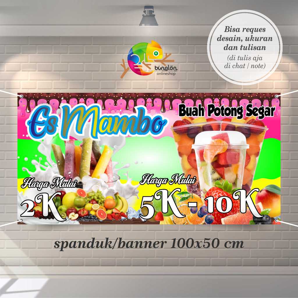 Cetak Spanduk Banner Buah potong Dan Es Mambo