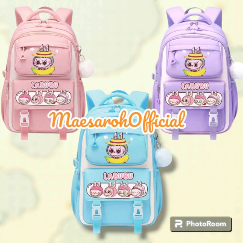 Tas Ransel Anak Perempuan LABUBU Kuromi Bags Tas Sekolah Anak SD Free Botol Minum Nano Spray Jam