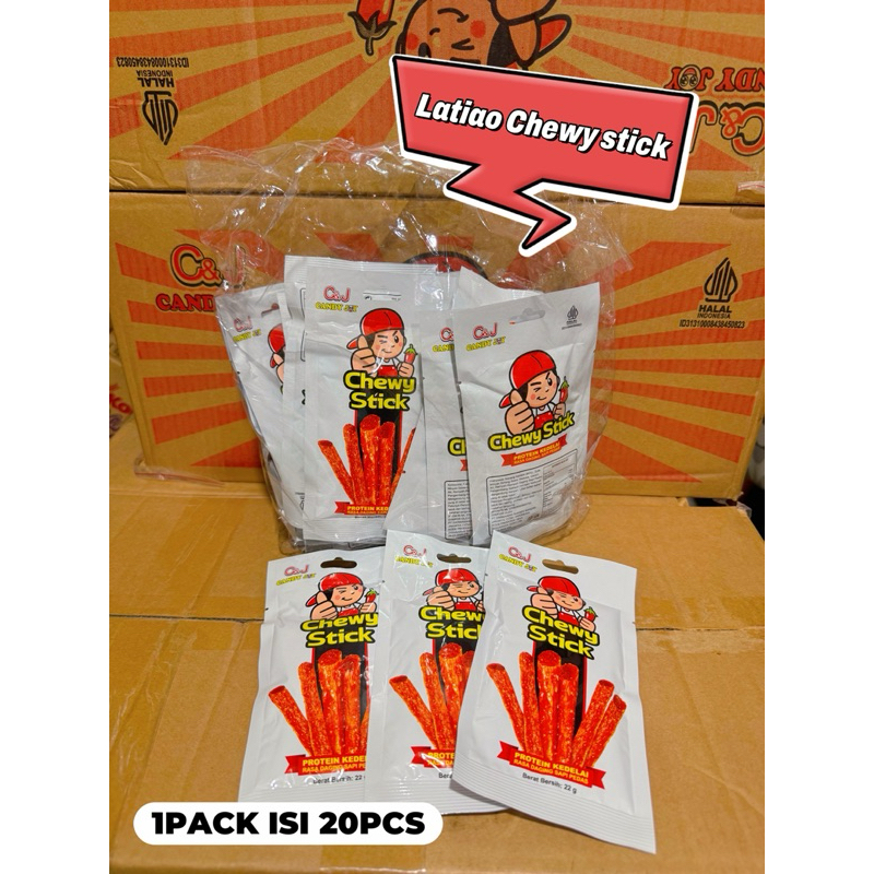 

( 20pcs ) Latiao Chewy Stick C&J Rasa Daging Sapi - Latiao Chewy Stick C&J isi 20