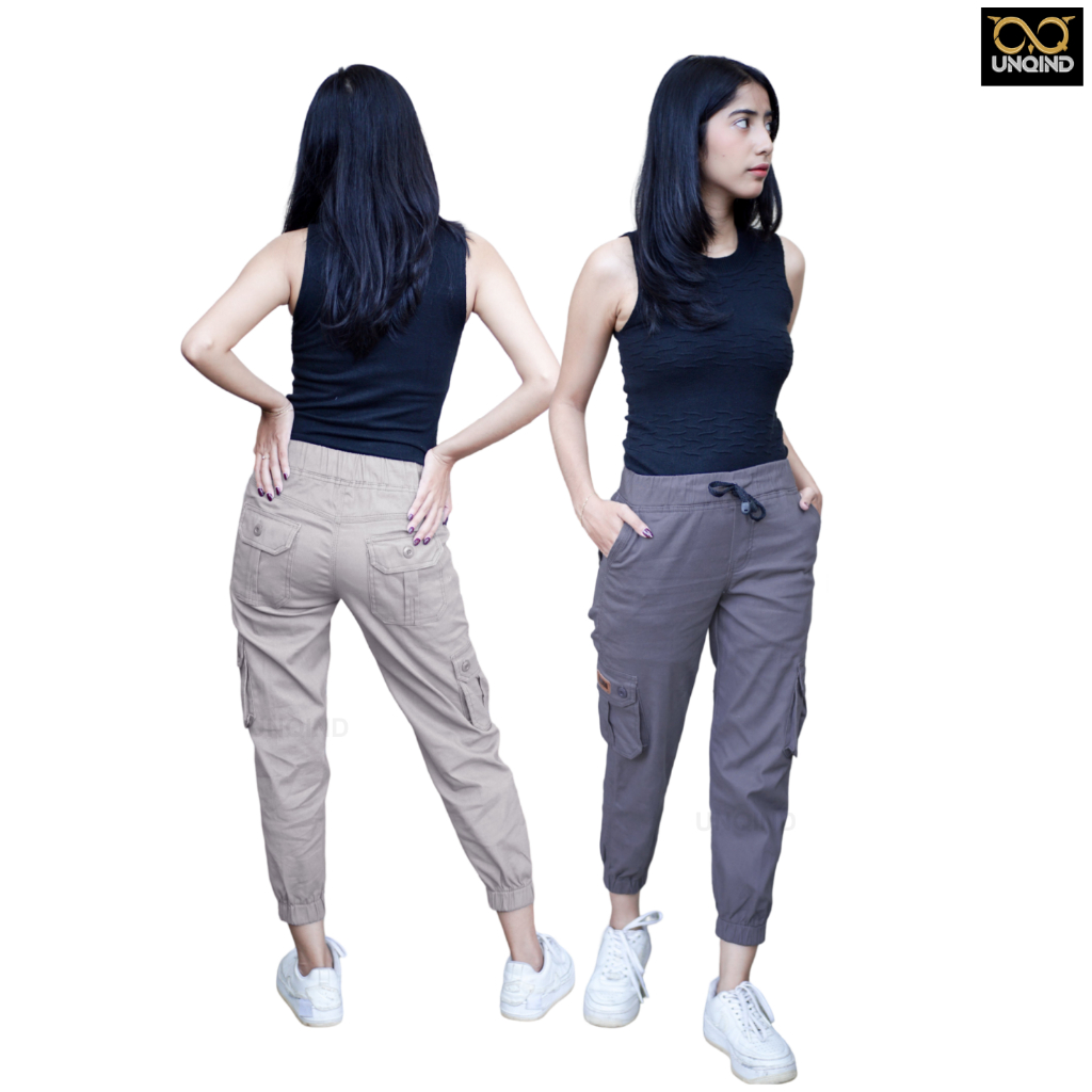 UNQIND - Celana Cargo Wanita Joger Twill Strecth - Celana Panjang Wanita Melar