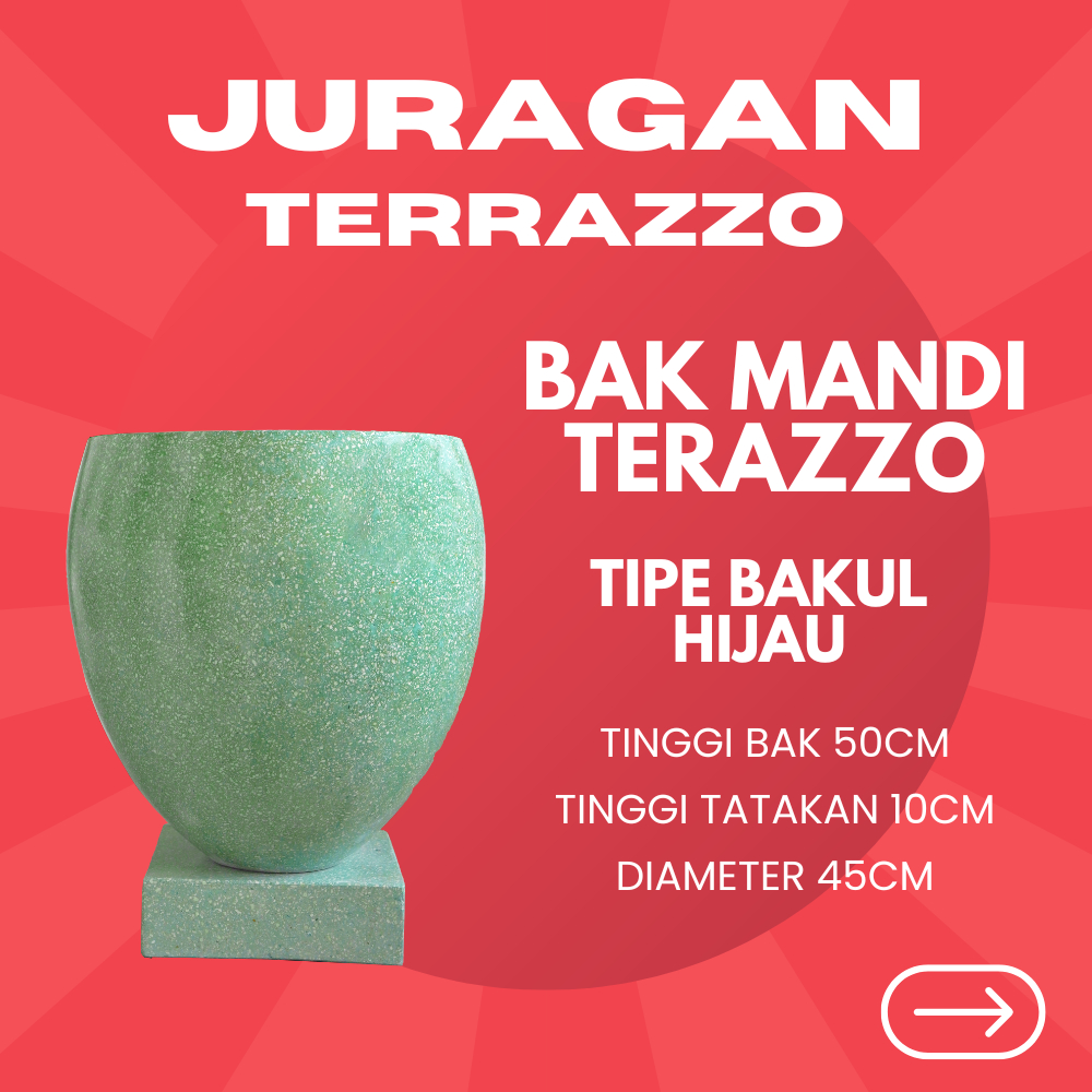 JURAGAN_TERAZZO - BAK MANDI TERASO | BAK MANDI MINIMALIS TIPE BAKUL WARNA HIJAU KUALITAS TERBAIK
