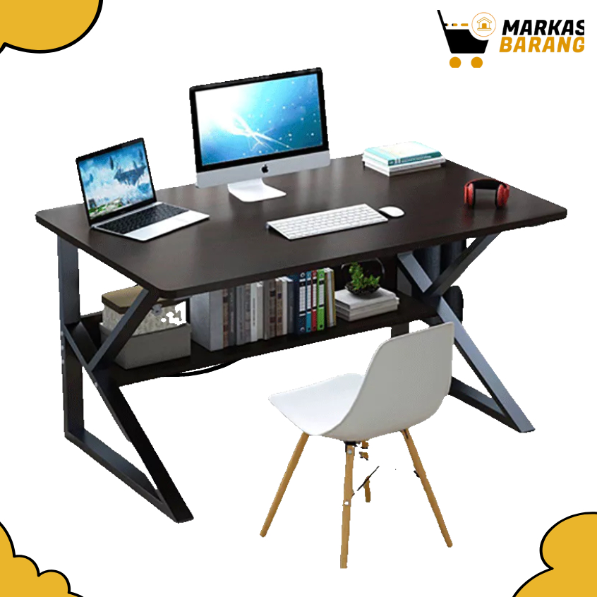 Meja Kantor Meja Gaming Multifungsi Kaki Besi Kokoh