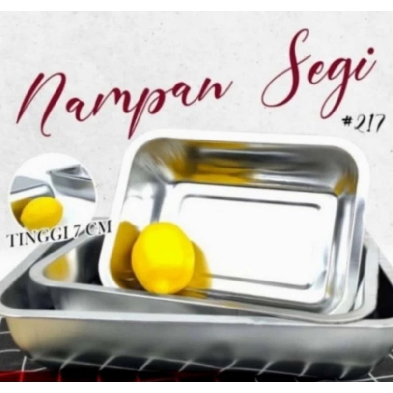Nampan Baking Persegi Stainless Steel Tinggi 7cm