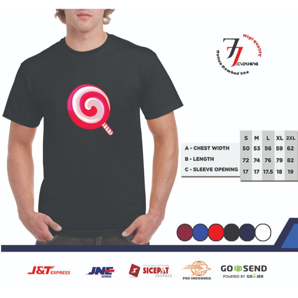 Baju Kaos Pria Distro Lollipop Sweet Bonanza Pakaian Atasan Lengan Pendek pria Cotton Combad 30s