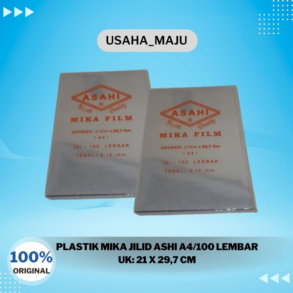 

Plastik Mika Jilid ASAHI A4 Uk: 21 x 29,7 / Plastik Laminating 1 Pack Isi 100 Lembar